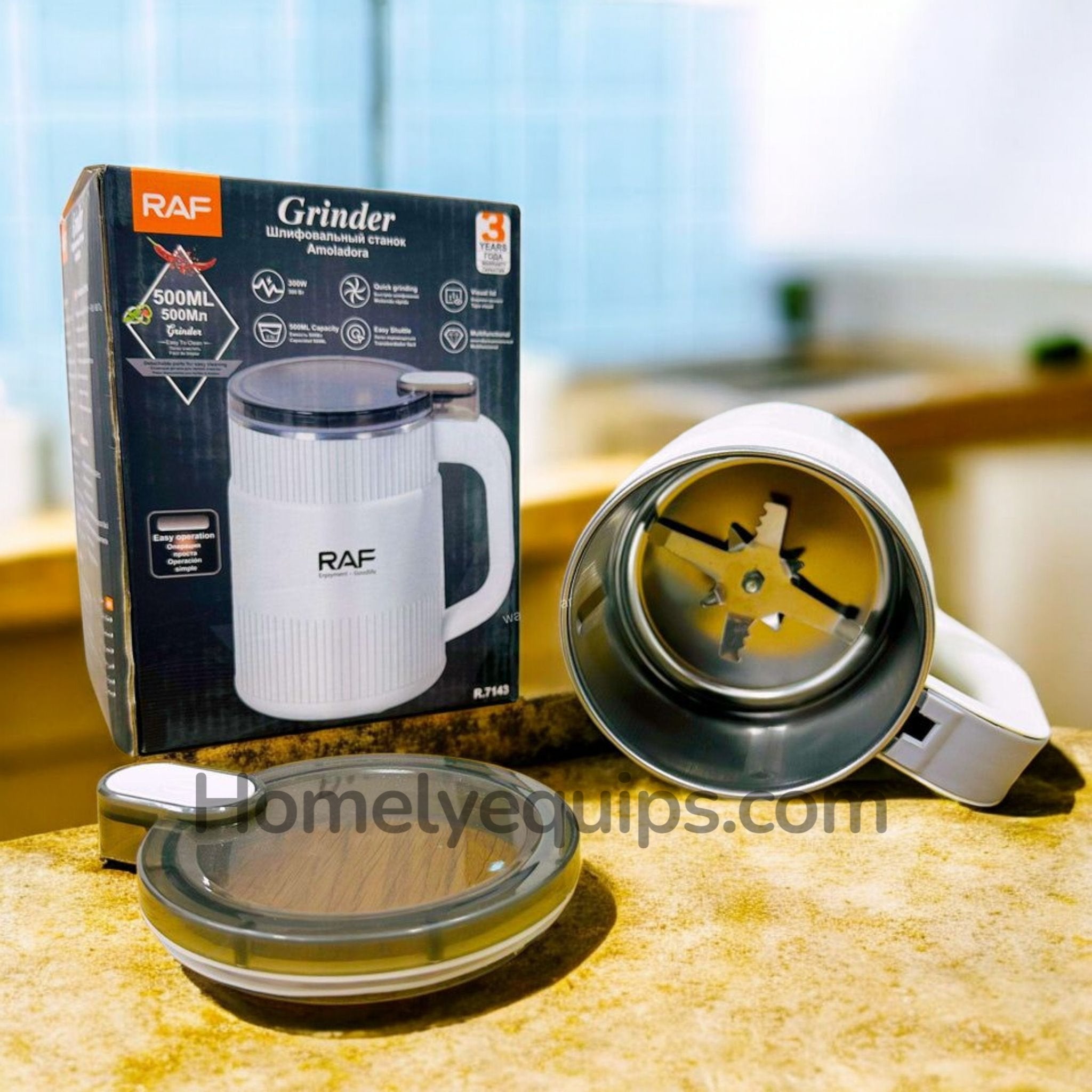 RAF Original Imported Masala Grinder | Double Body | 500g Capacity | 8 Stainless Steel Blades