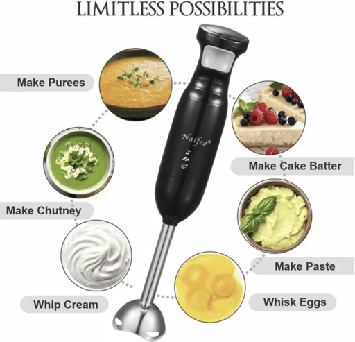 Naifeo Heavy Duty Imported Hand Blender (4 Blades Stainless Steel)
