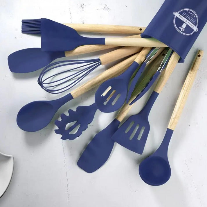 12 Pcs Silicone Cooking Spoon-Heat Resistant Non-Toxic BPA Free Spatula Set