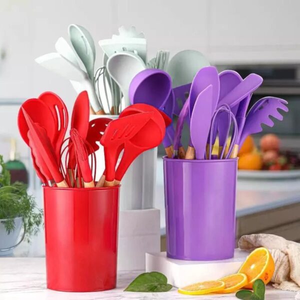 12 Pcs Silicone Cooking Spoon-Heat Resistant Non-Toxic BPA Free Spatula Set