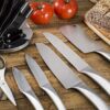 8-Pieces Silver Stainless Steel Knife Set with 360° Rotating Block (Silver)