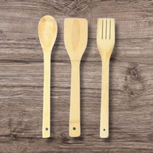 3 Bamboo Wooden Spoon Set -Size 14 Inch