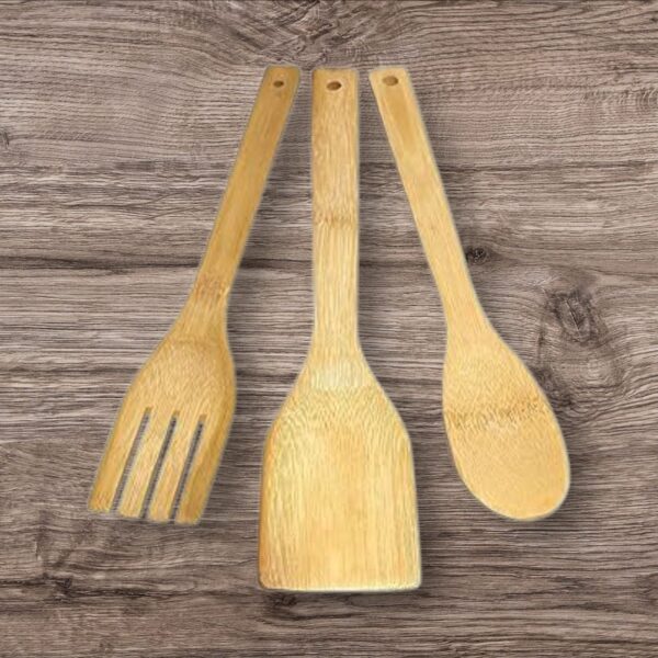 3 Bamboo Wooden Spoon Set -Size 14 Inch