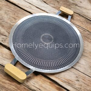 2025/11/1000294135.jpg Italy Imported Double Sided Laser Cut Tawa 38 CM with wooden handle (316L)